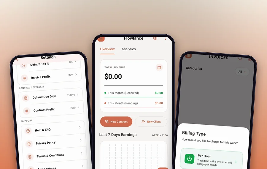 Flowlance — invoices, contracts & settings
