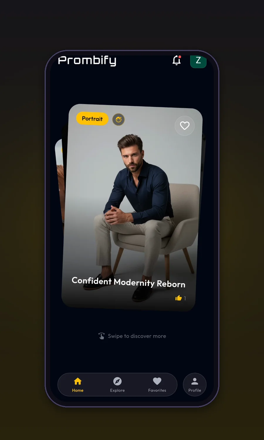 Prombify — swipeable prompt feed