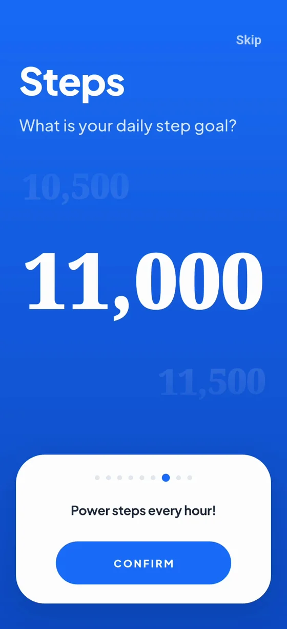 Steplike onboarding: daily step goal